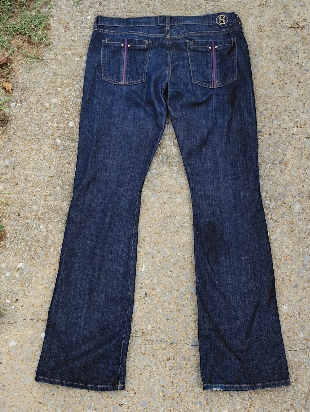 Citizens Of Humanity Dark Indigo Flare Jeans with Pink Accent